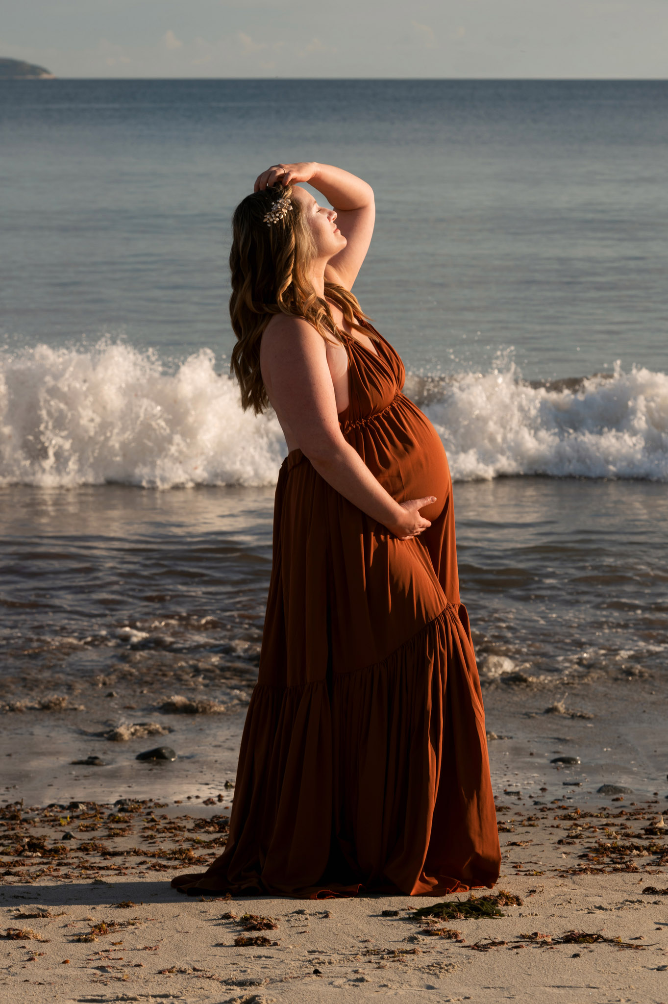 Halter top boho bohemian maternity photo shoot dress