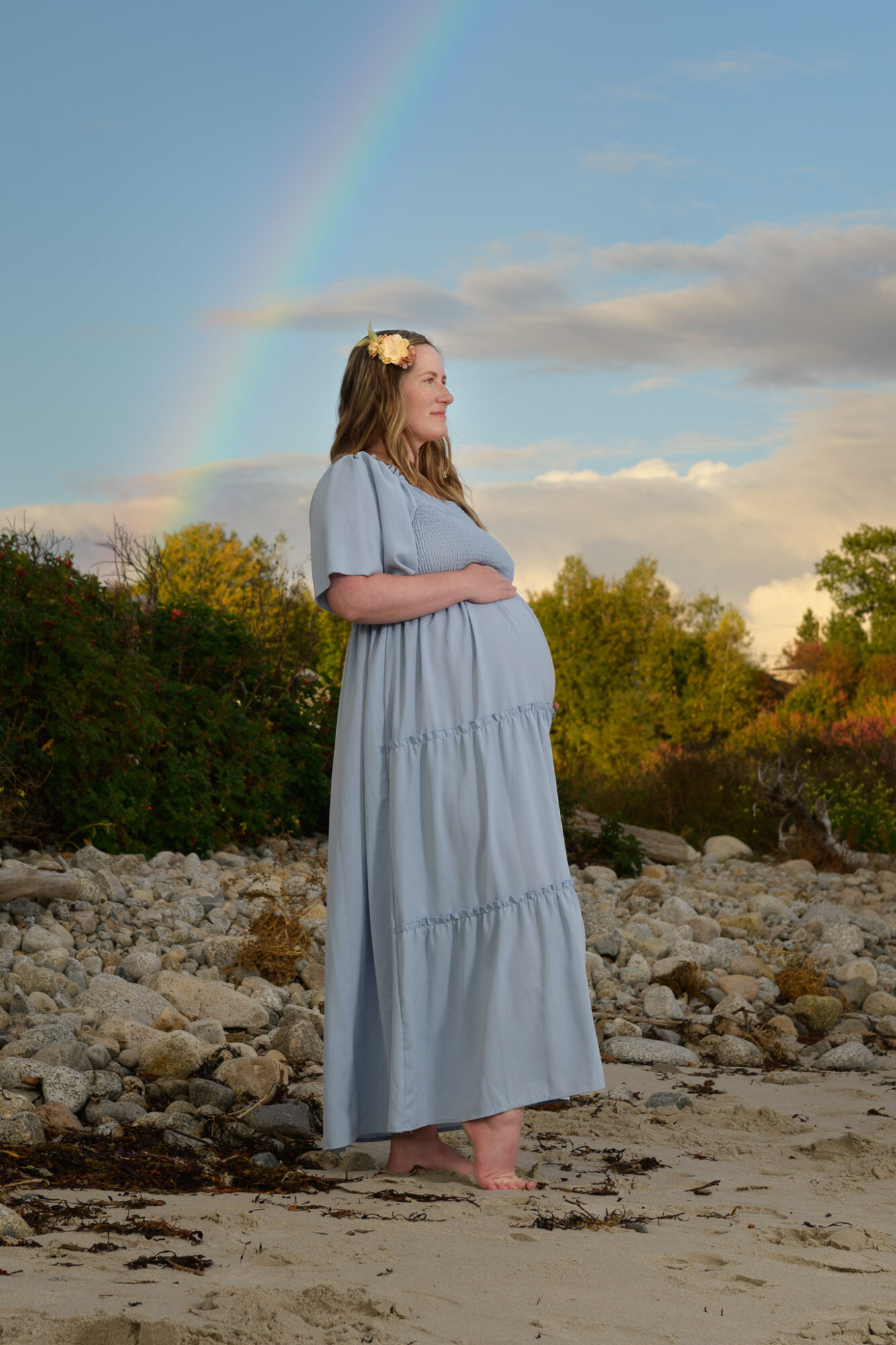 rainbow baby beach maternity photo session Halifax