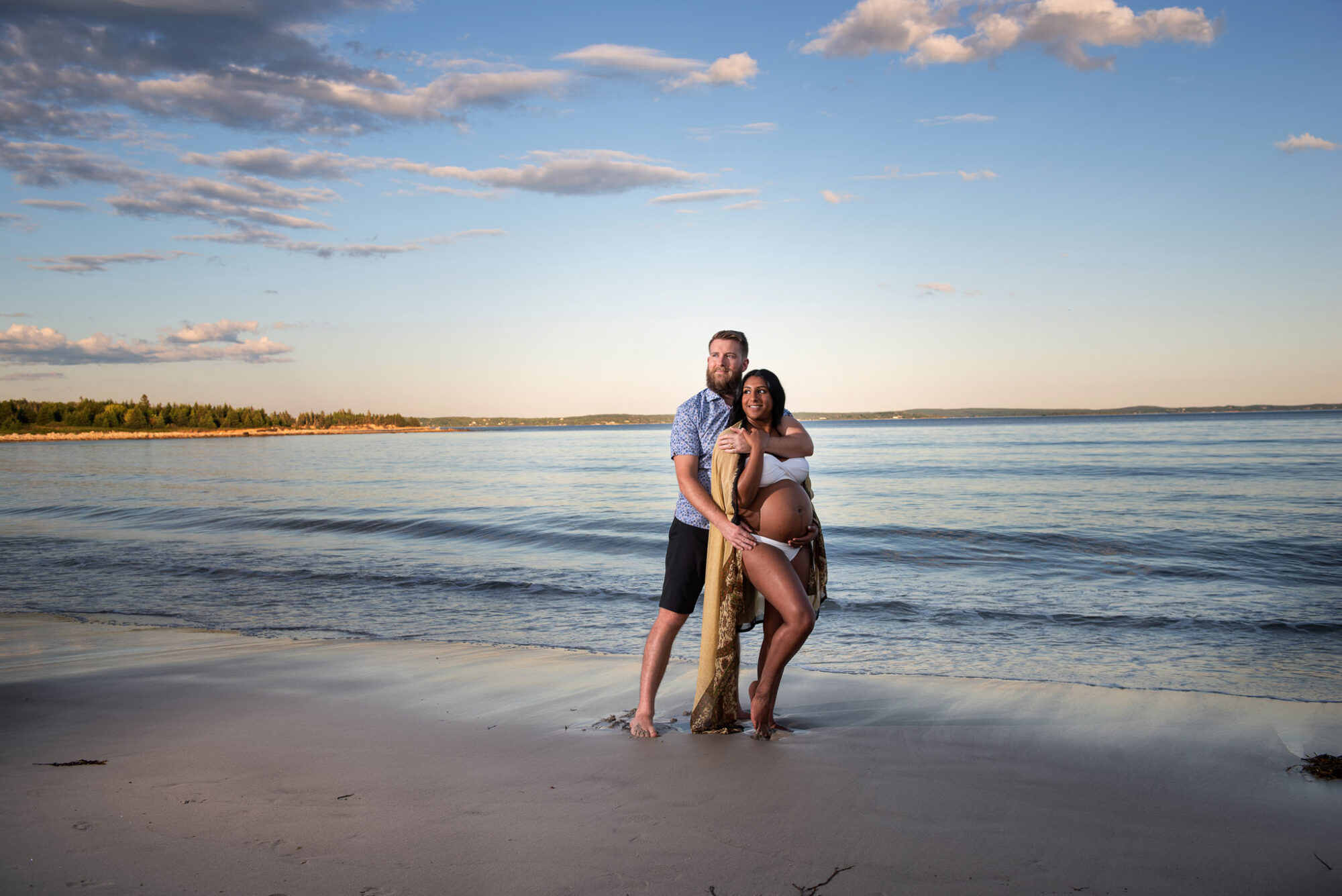 Sunset beach maternity photography