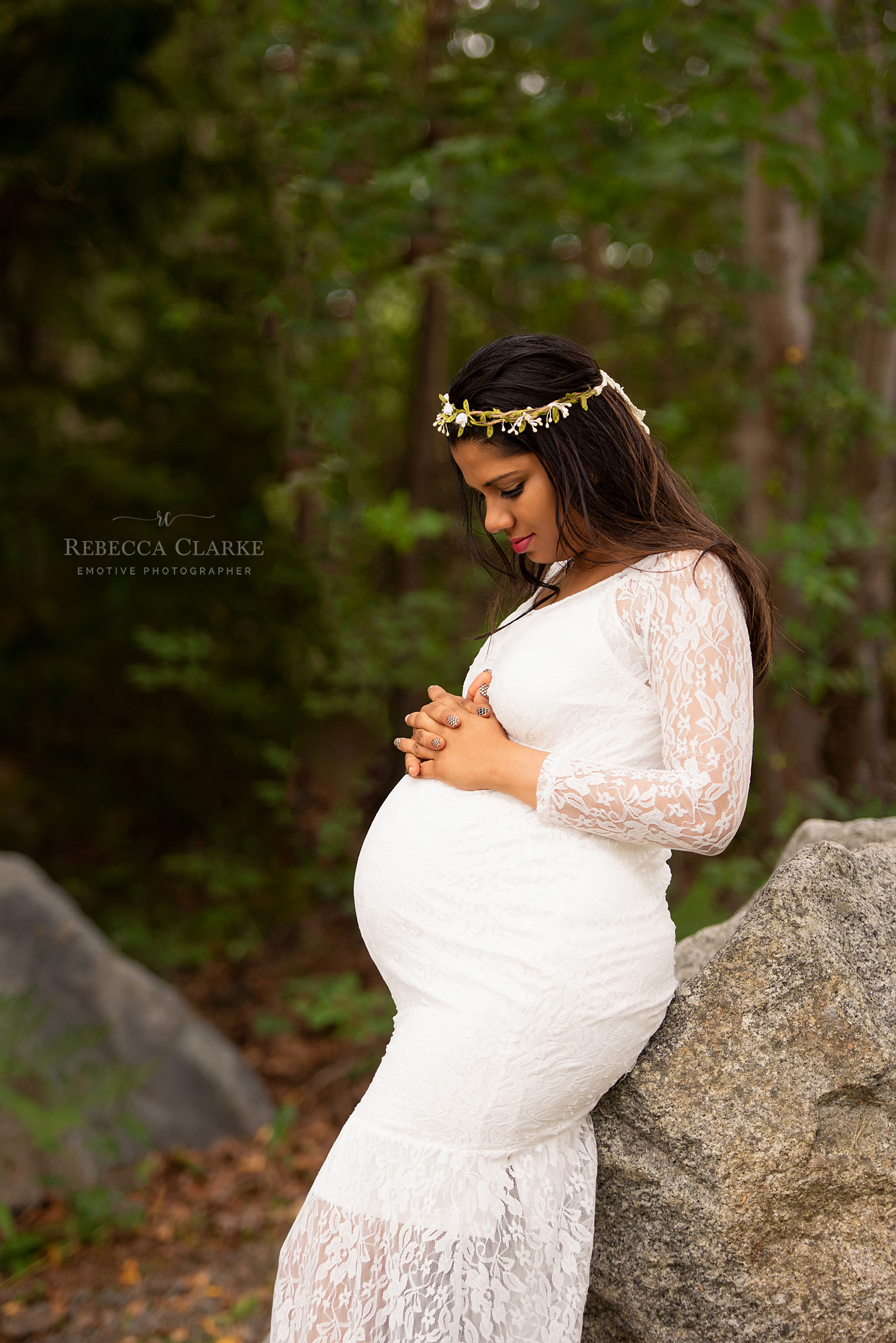 Halifax maternity photography white lace dress