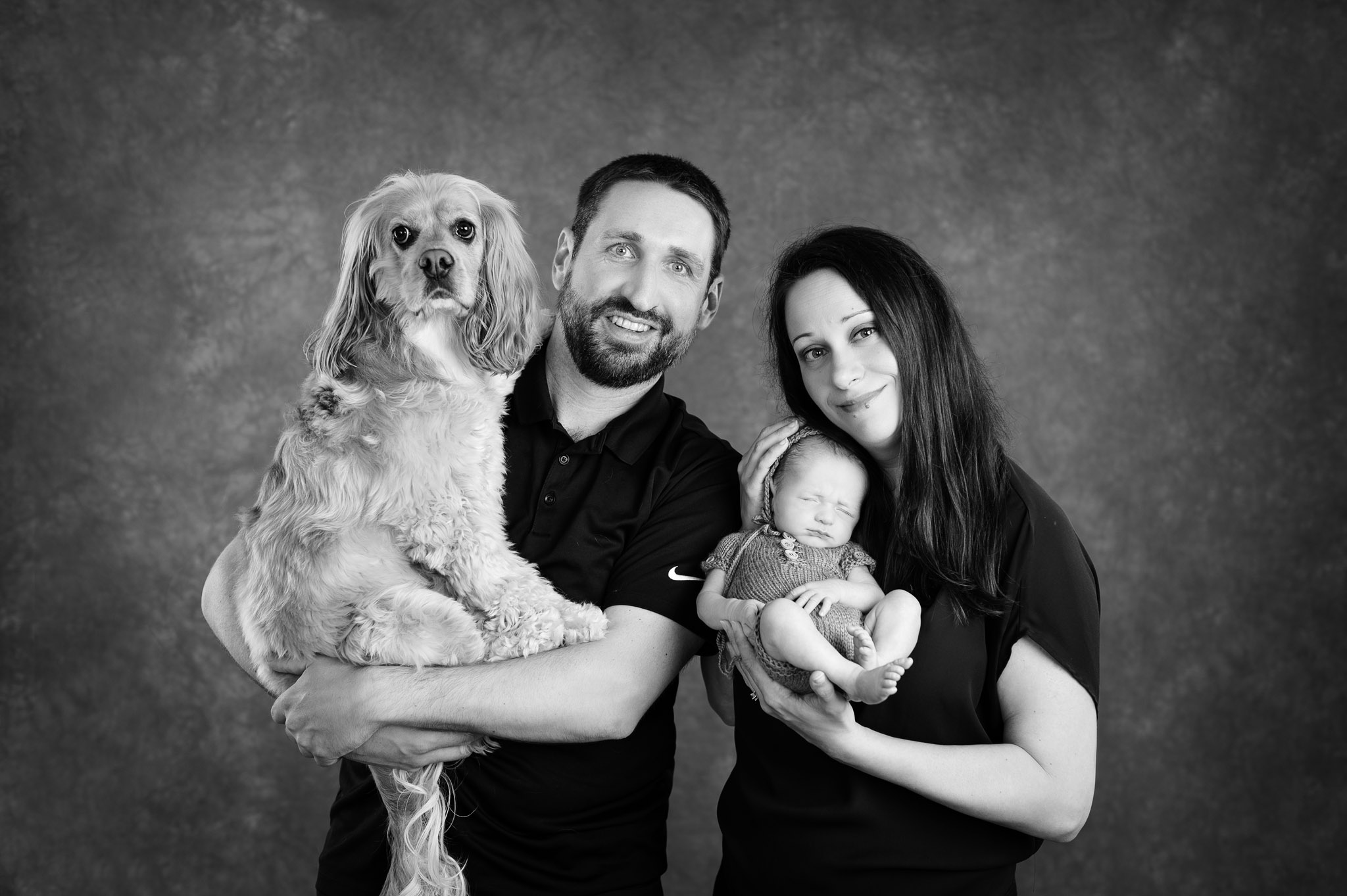 Newborn session with family dog