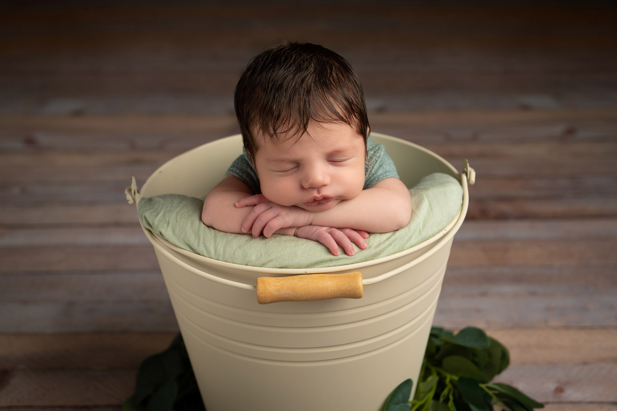 Newborn baby with lots of hair