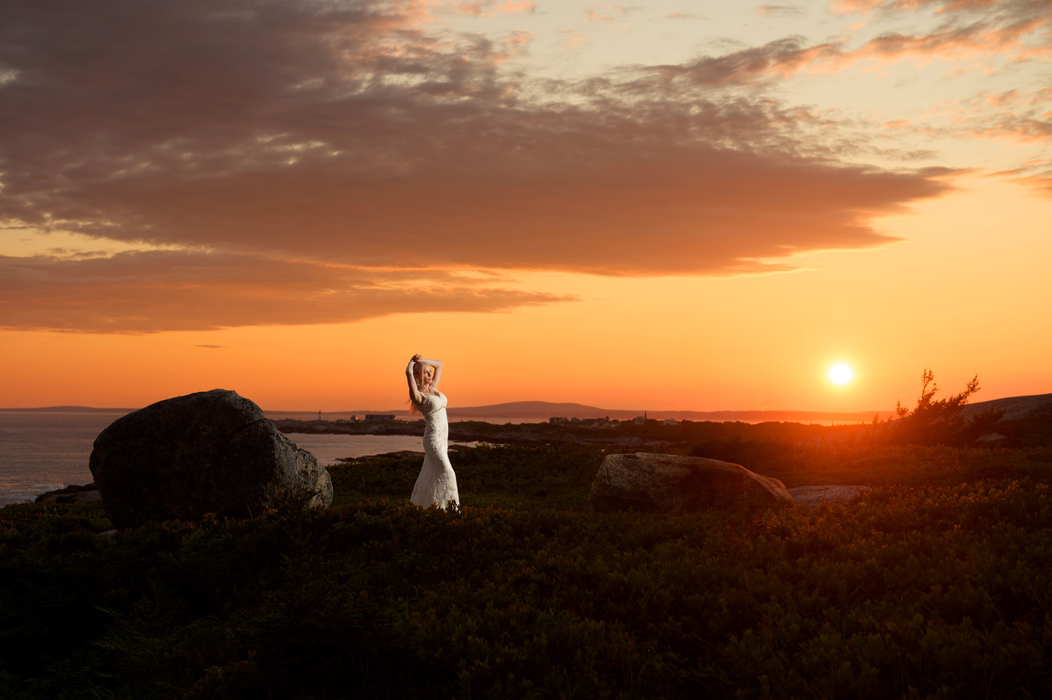 Sunset wedding photo shoot Polly's Cove, Nova Scotia