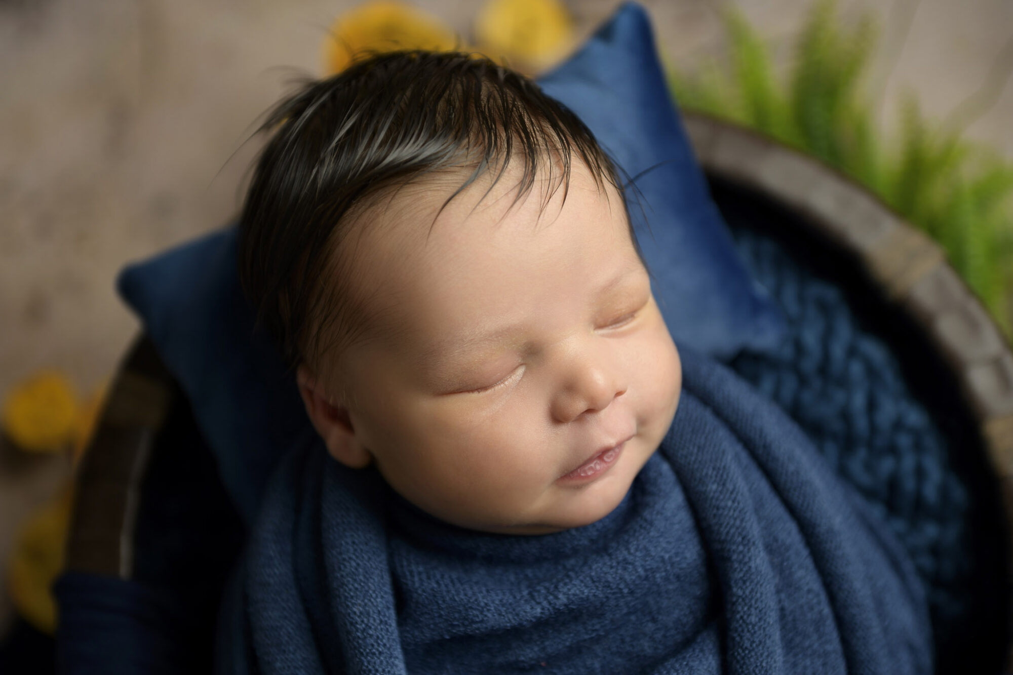 newborn photography boy in blue
