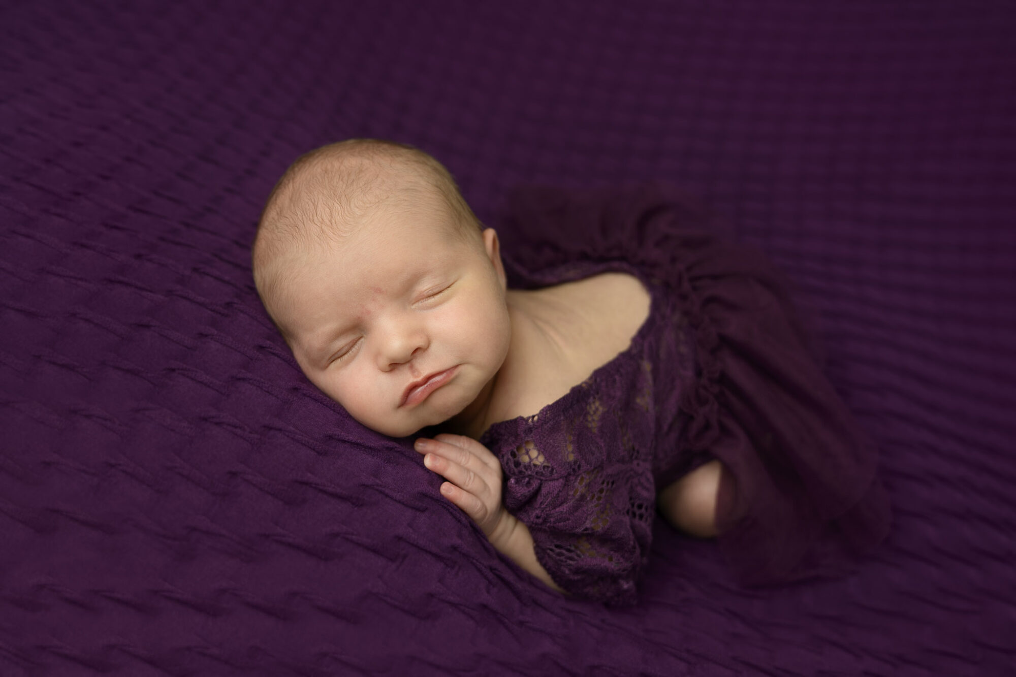 Halifax newborn photographers baby girl purple