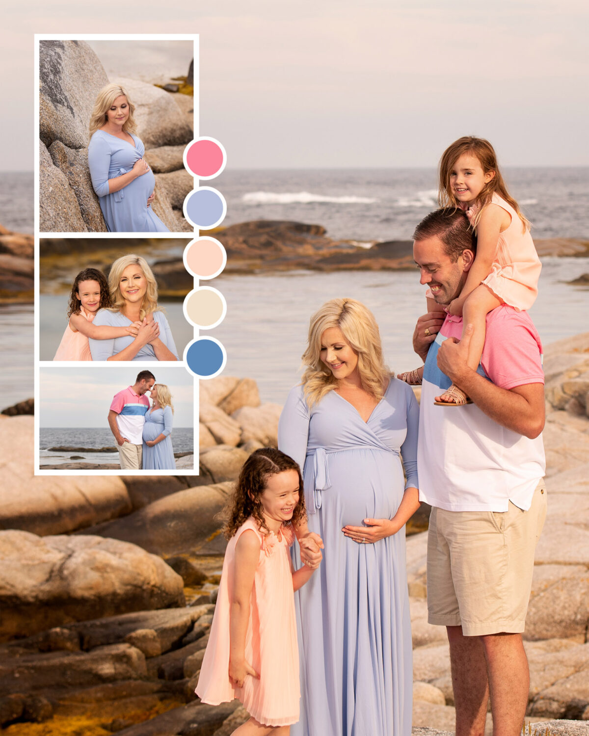 Family maternity photoshoot at Peggy's Cover with colour pellet